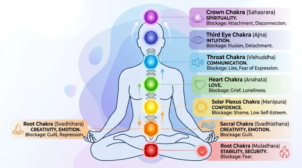 Connection to Chakras and Emotional Blockages